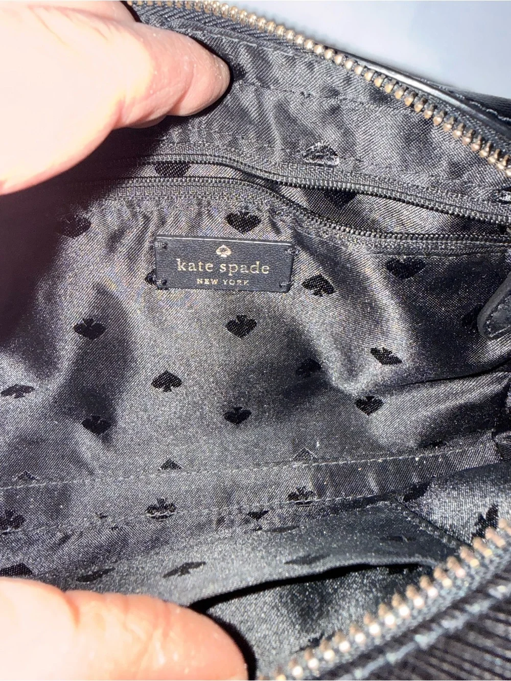 kate spade Black Saffiano cross body bag with Gold Logo